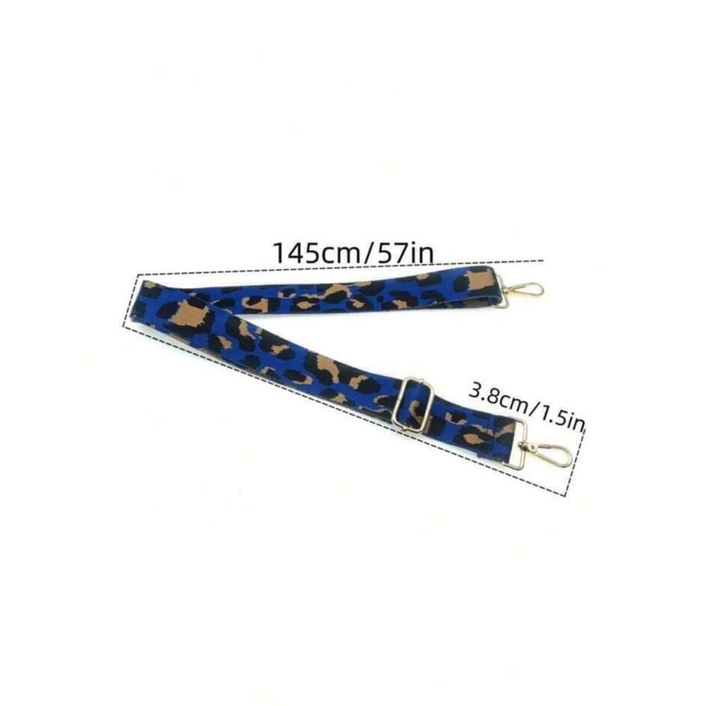 Leopard Pattern Adjustable Purse Strap In Blue And Gold - Picture 7 of 7